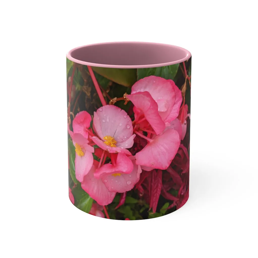 Pink Flowers Accent Coffee Mug, 11oz