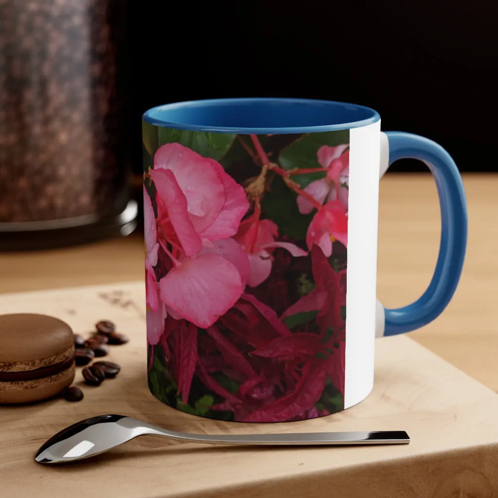 Pink Flowers Accent Coffee Mug, 11oz