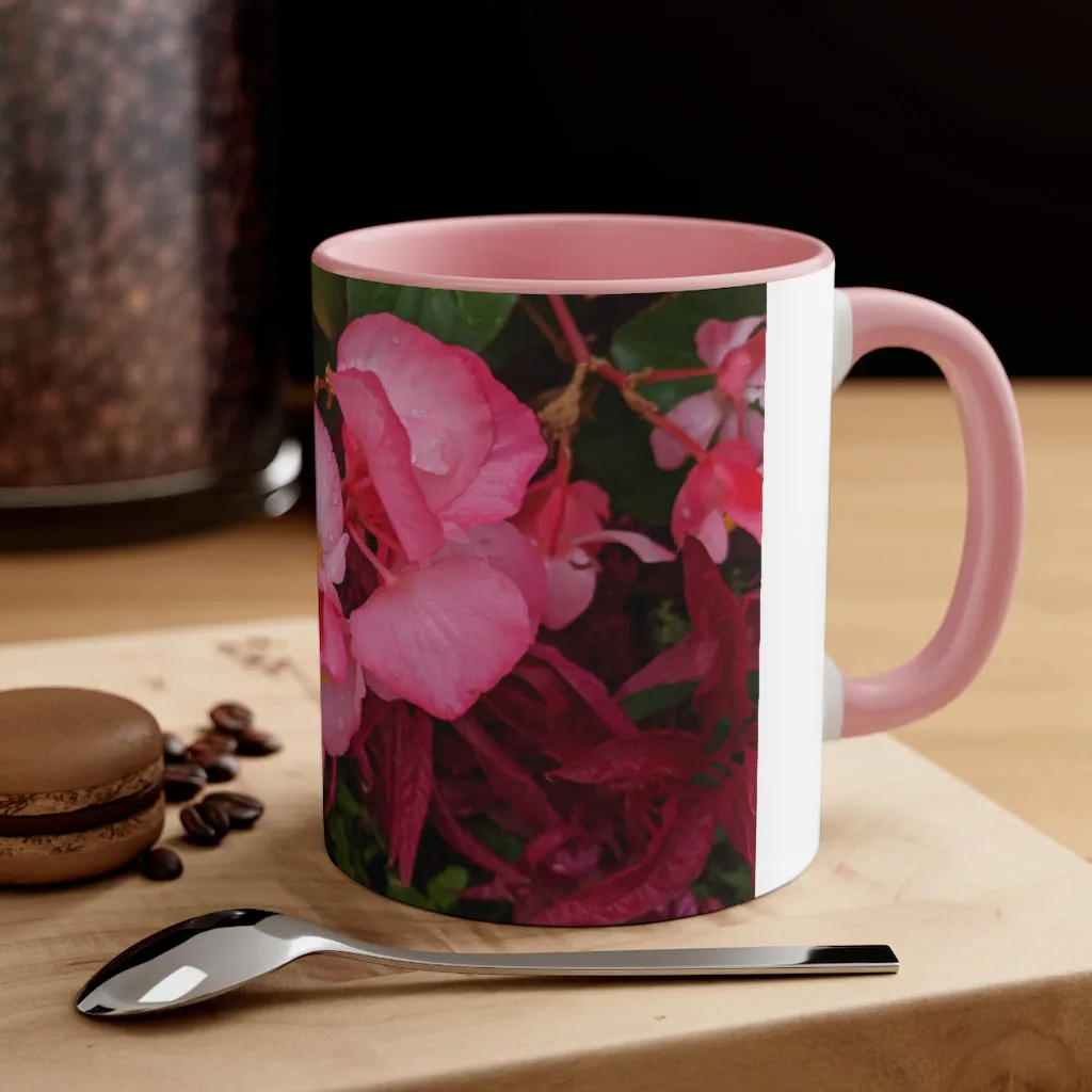 Pink Flowers Accent Coffee Mug, 11oz