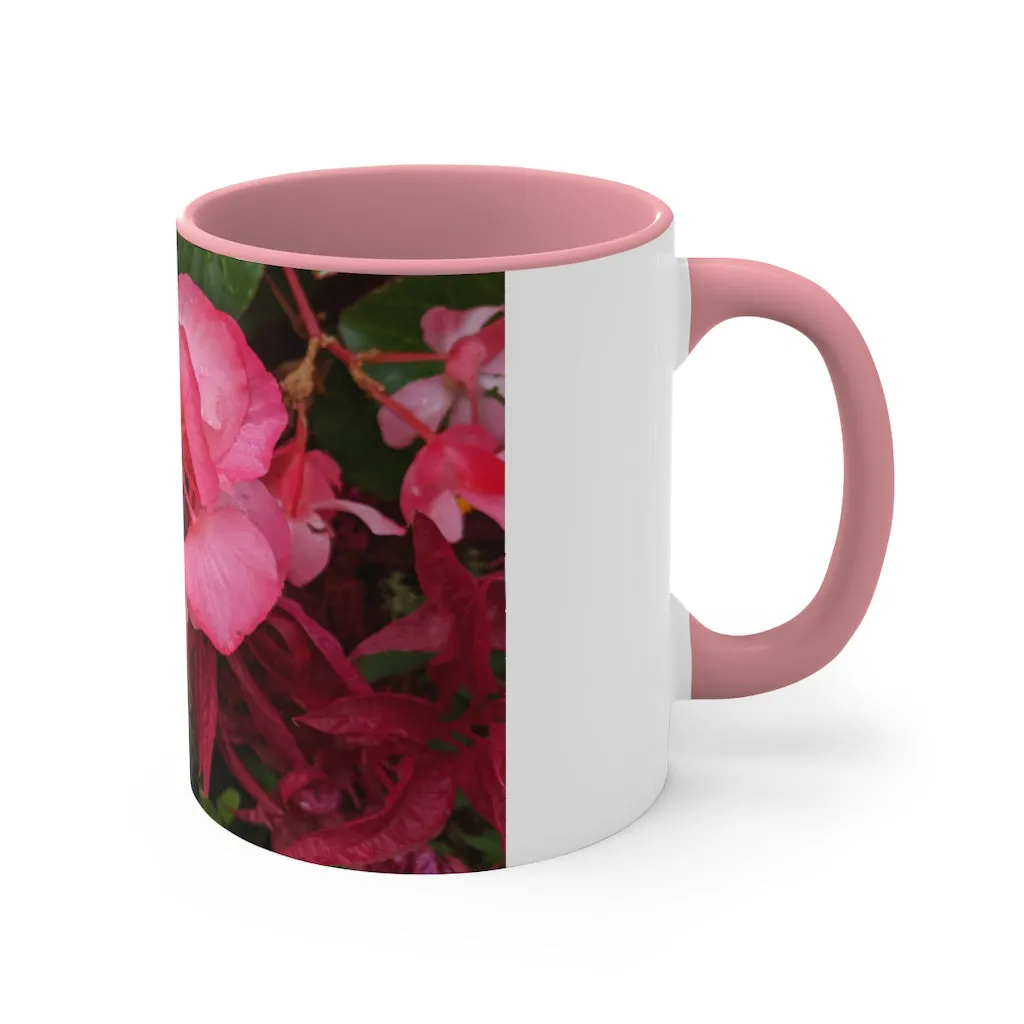 Pink Flowers Accent Coffee Mug, 11oz