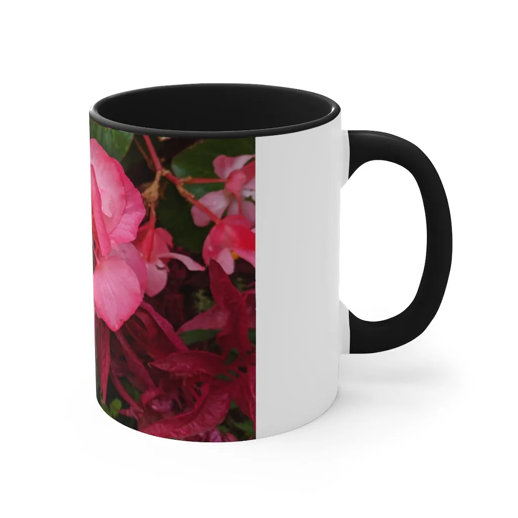 Pink Flowers Accent Coffee Mug, 11oz