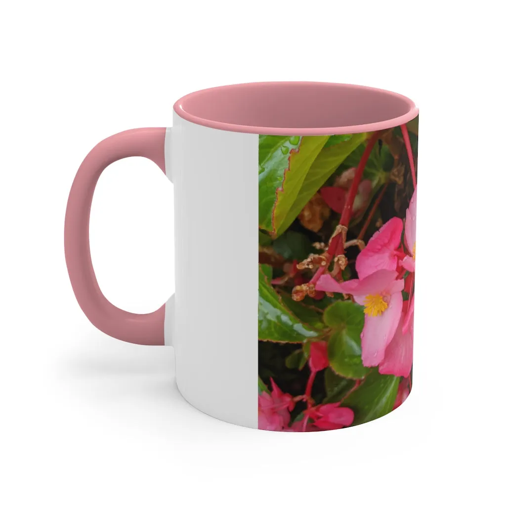 Pink Flowers Accent Coffee Mug, 11oz