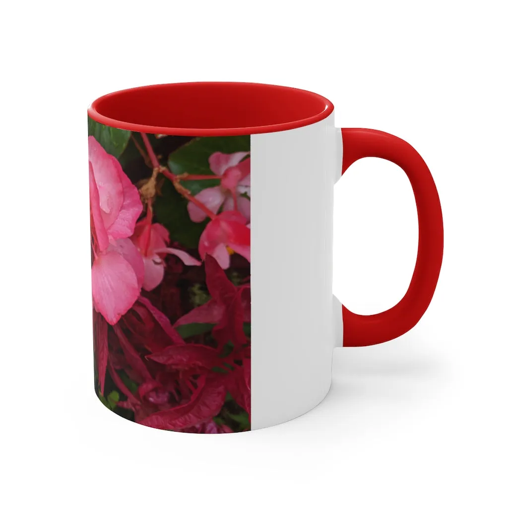 Pink Flowers Accent Coffee Mug, 11oz