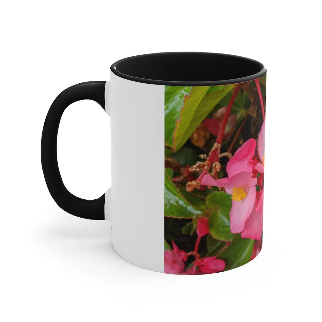 Pink Flowers Accent Coffee Mug, 11oz