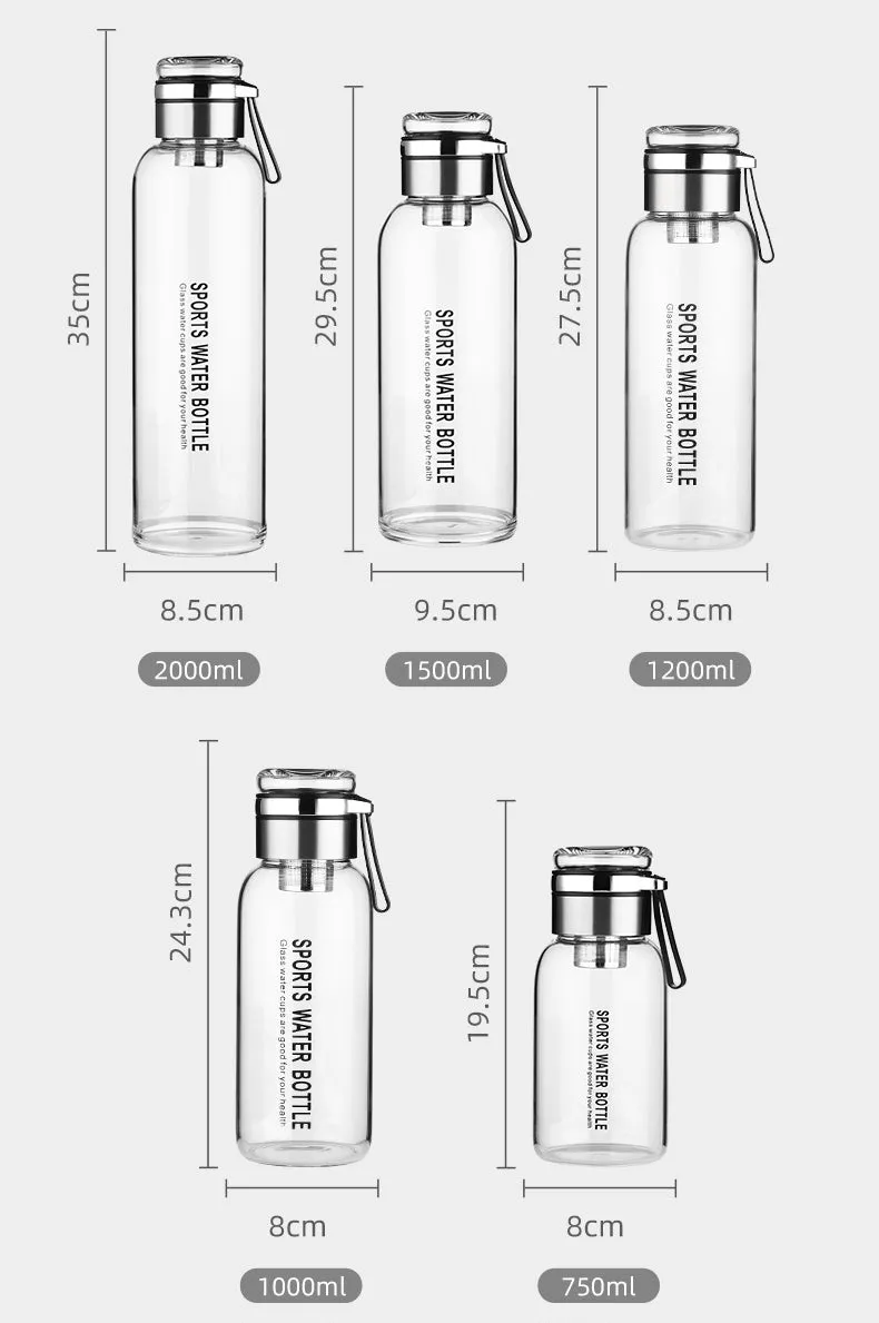 Portable Giant Glass Water Bottle