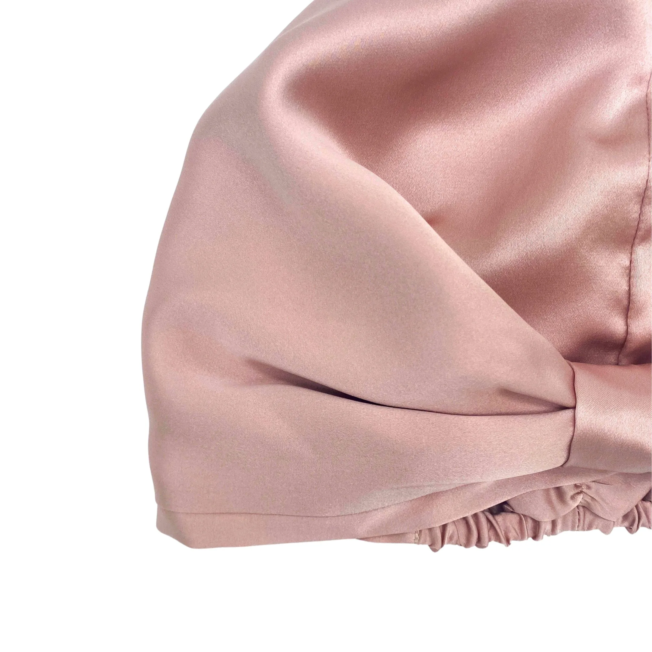 Premium Mulberry Silk Sleep Cap Women's Silk Sleep Turban Hair Wrap Bonnet - Pink -One Size Fits Most