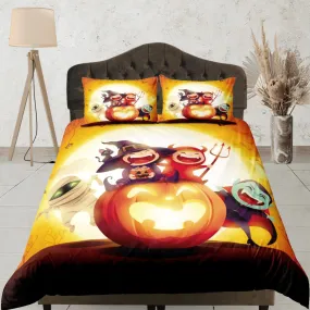 Pumpkin, dracula, vampire halloween bedding & pillowcase, gothic duvet cover, dorm bedding, goth decor toddler bedding, halloween gift