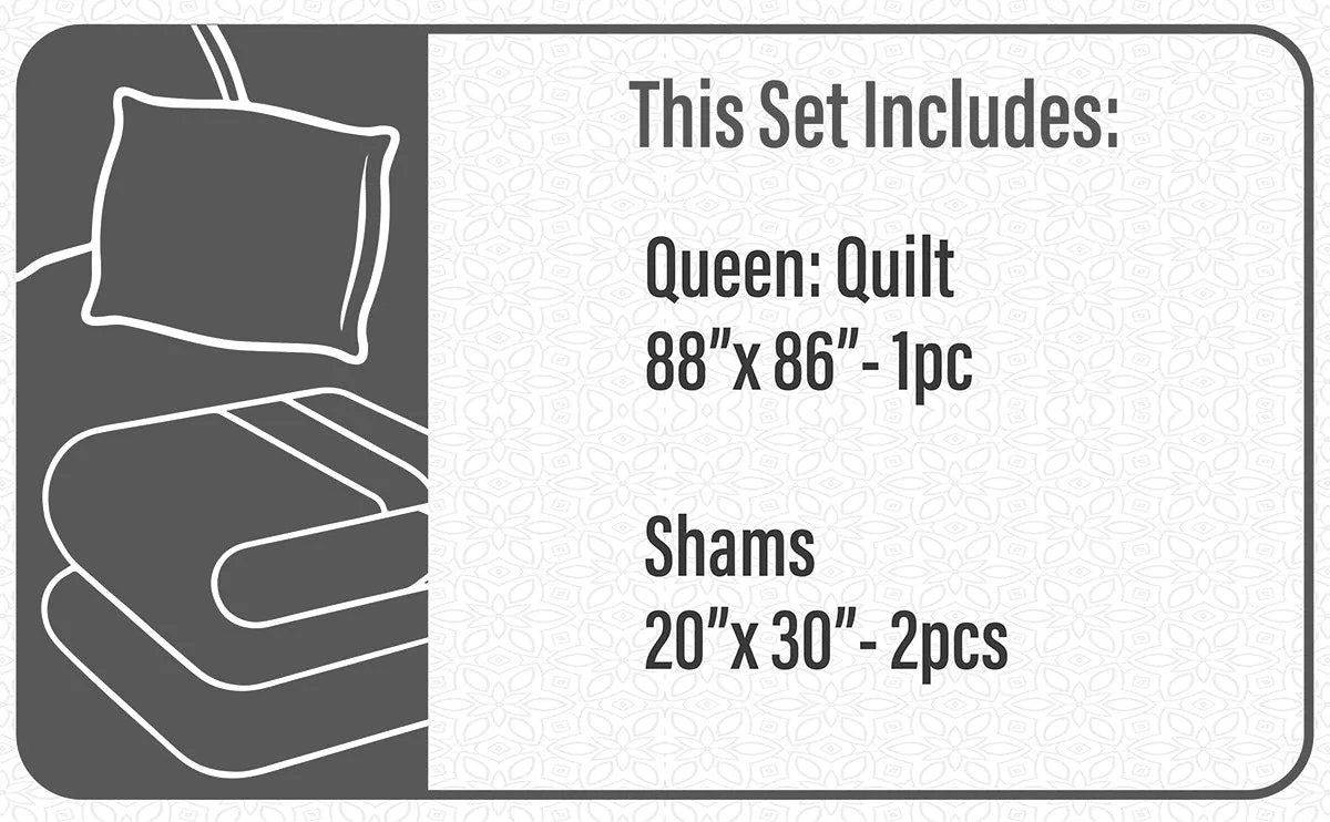 Quilt Bedding Set Woven 3 Piece Set Double/Queen Adalia