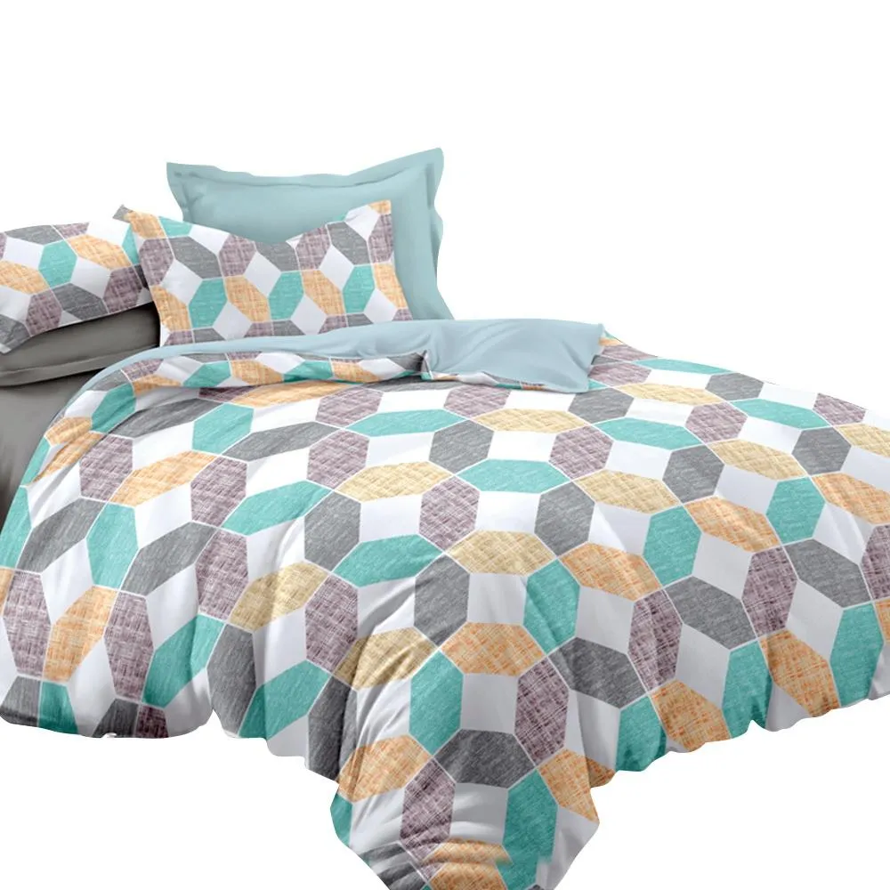 Quilt Cover Set King Bed Doona Duvet Reversible Sets Geometry Pattern