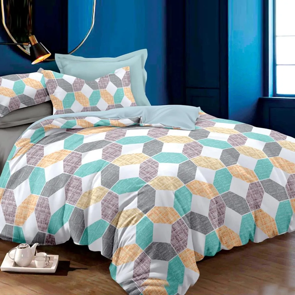 Quilt Cover Set King Bed Doona Duvet Reversible Sets Geometry Pattern