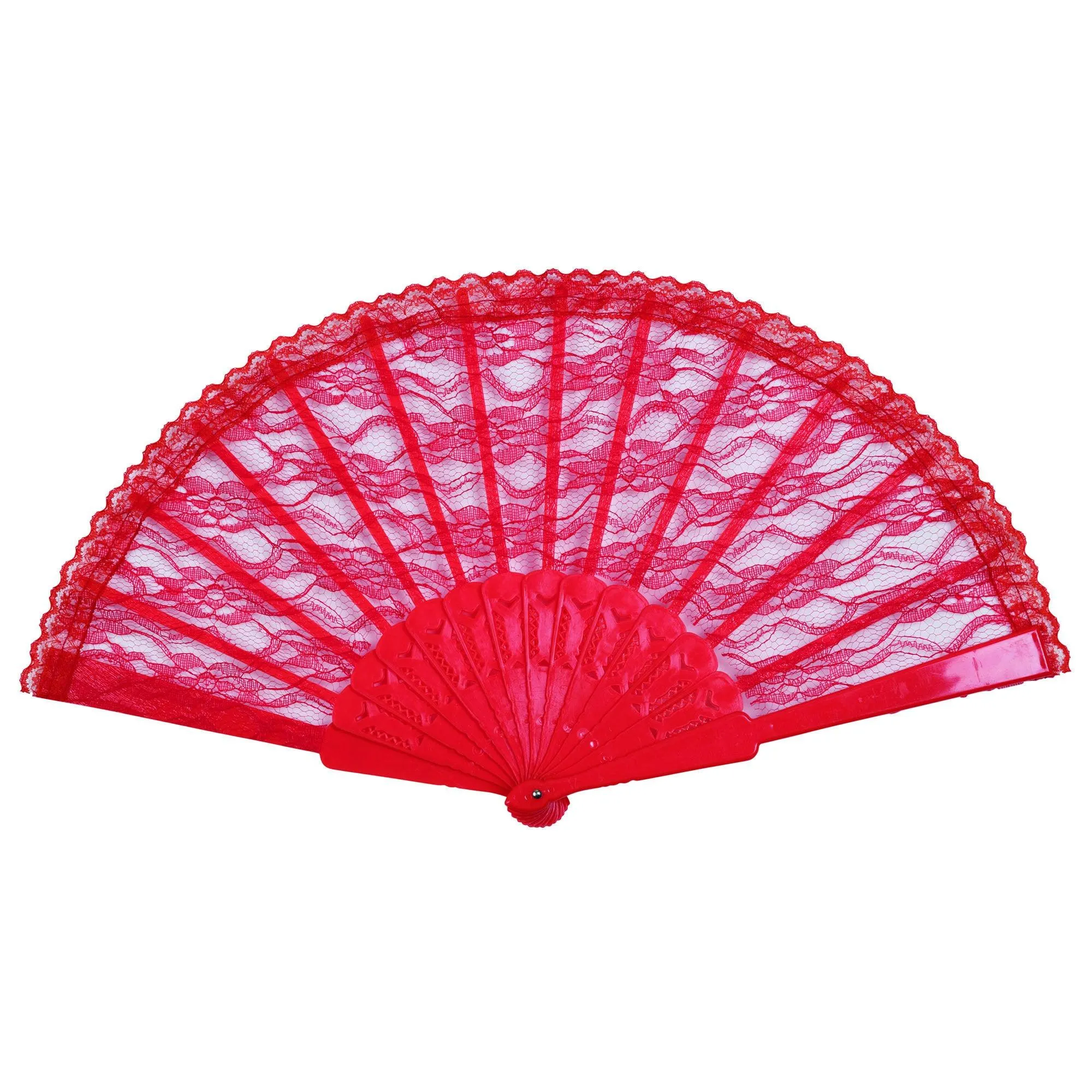 Red Lace Fan Handfan Foldable