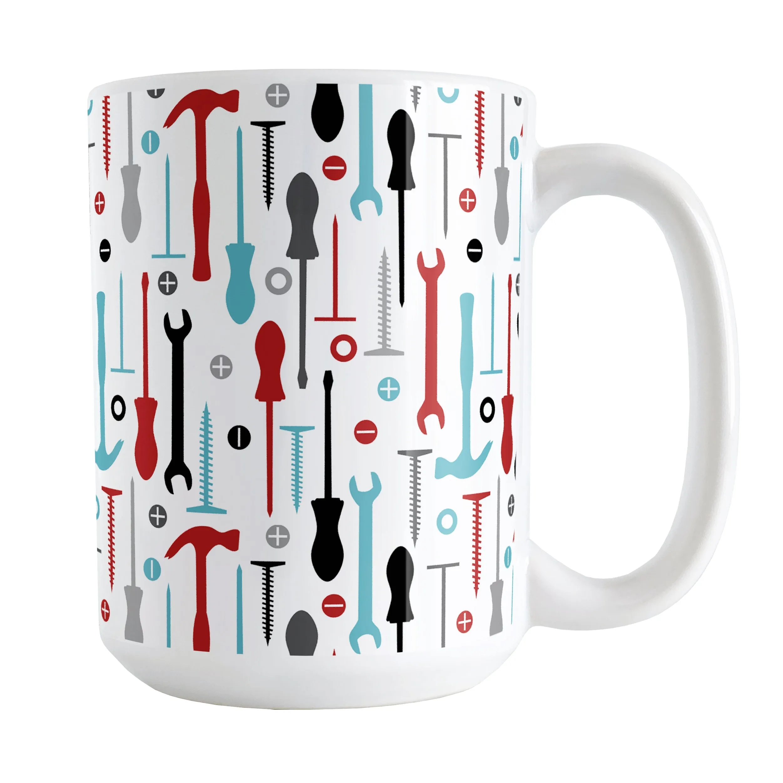 Red Turquoise Tools Pattern Mug