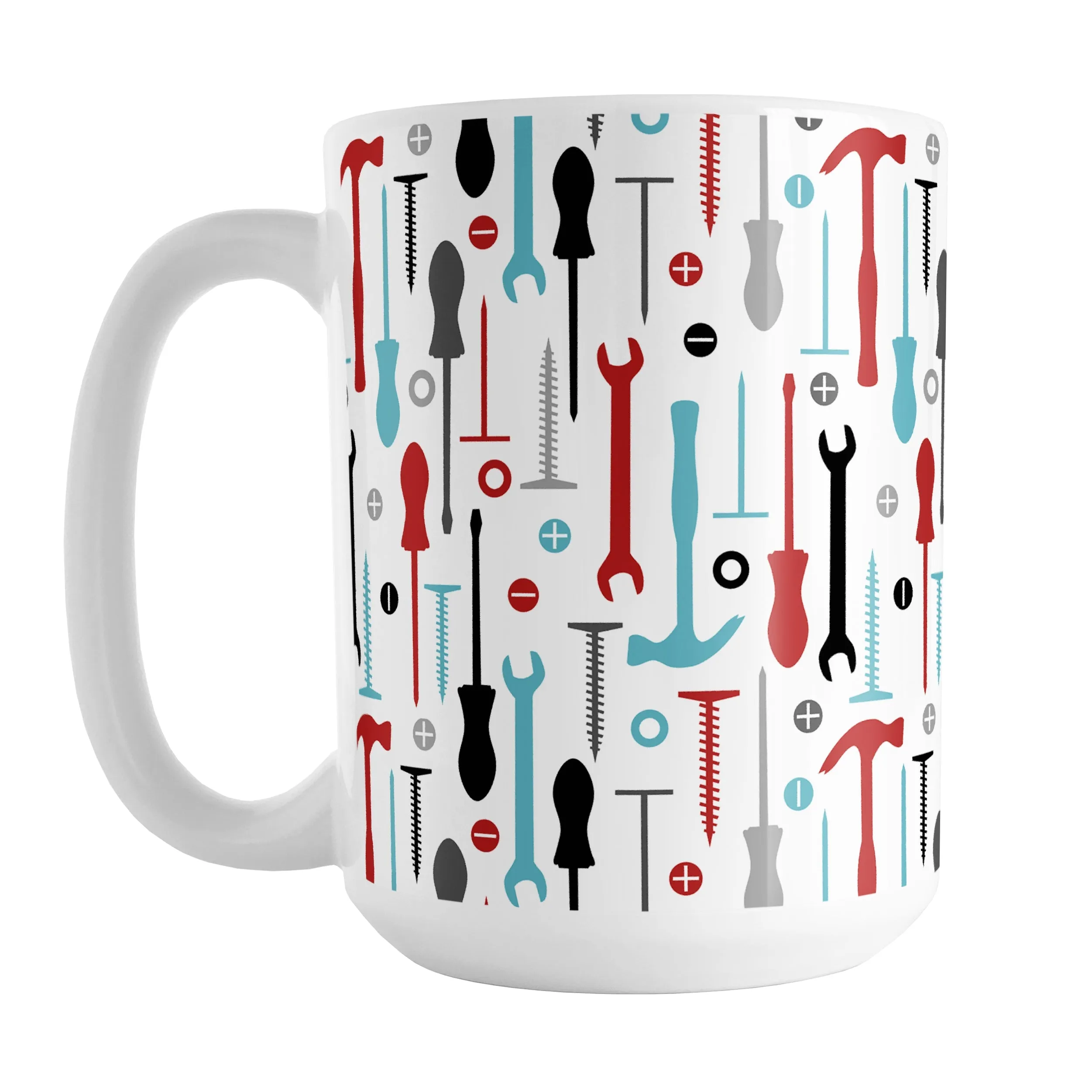 Red Turquoise Tools Pattern Mug