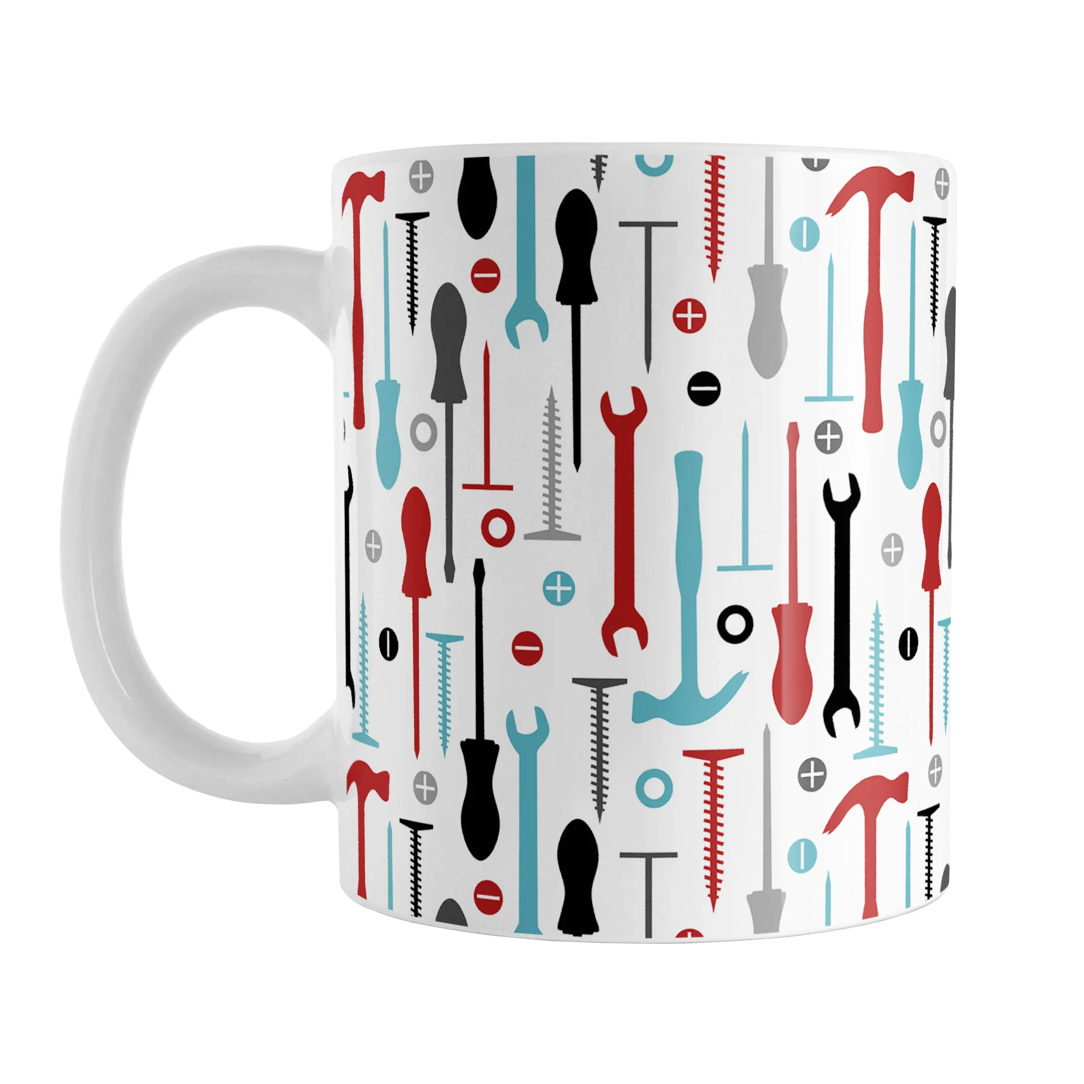 Red Turquoise Tools Pattern Mug