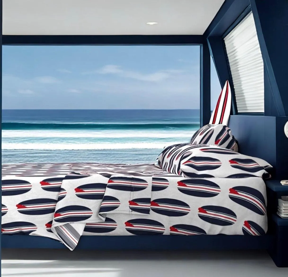 Red, White and Blue Classic USA Surfboards Sheet Set from Surfer Bedding™️ Large Scale