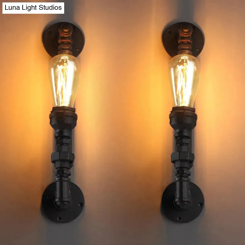 Retro Style Pipe Arm Wall Light for Restaurants - Metallic Wall Lighting Fixture