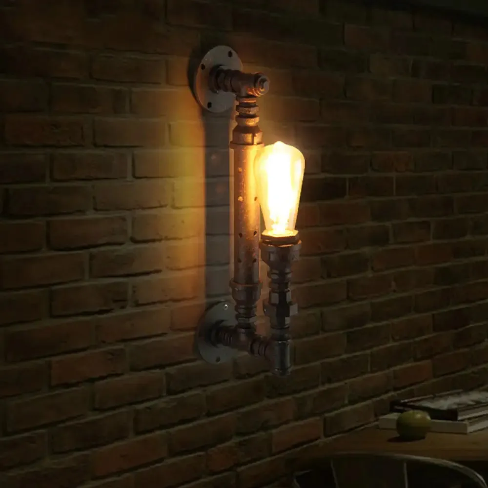 Retro Style Pipe Arm Wall Light for Restaurants - Metallic Wall Lighting Fixture