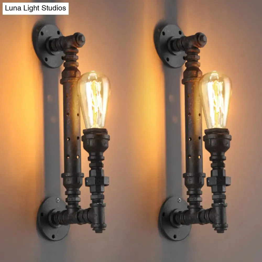 Retro Style Pipe Arm Wall Light for Restaurants - Metallic Wall Lighting Fixture