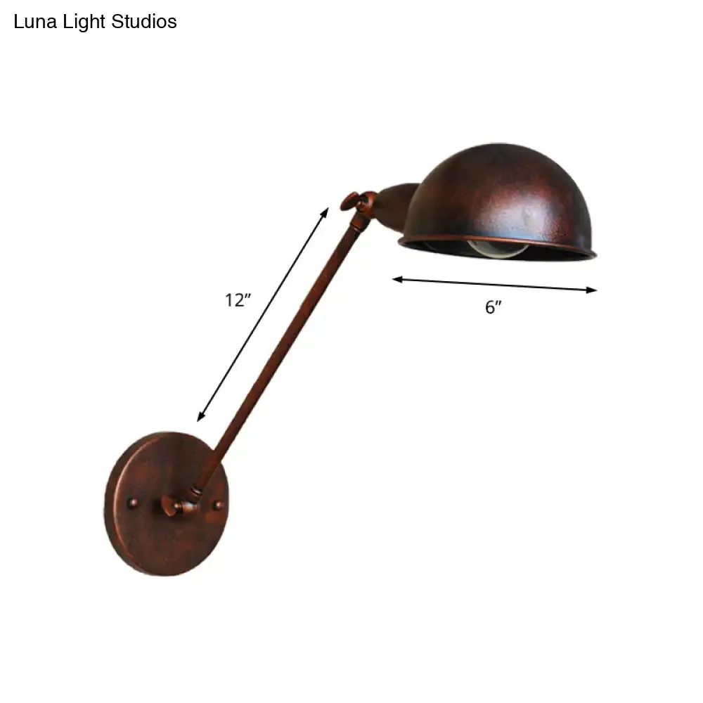 Rustic 1 Light Wall Sconce - Farmhouse Wrought Iron Adjustable Lamp for Bedside