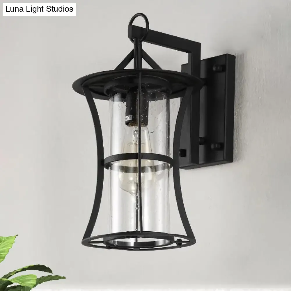 Rustic Clear Glass Wall Light with Textured Shade for Porch Sconce