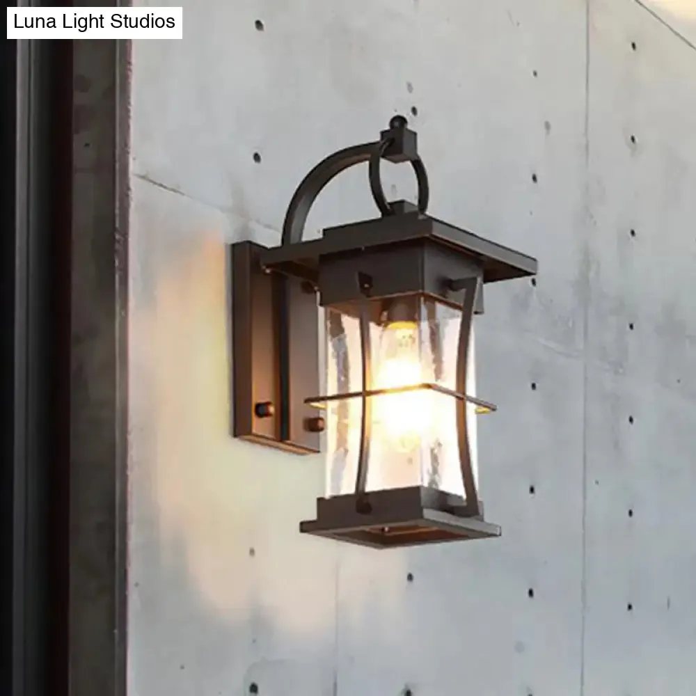 Rustic Clear Glass Wall Light with Textured Shade for Porch Sconce