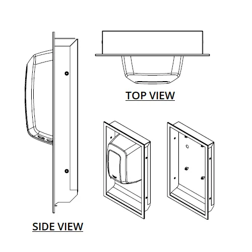 Saniflow® KT009CS Recessed Kit for the MACHFLOW® M09 Hand Dryer Series (HAND DRYER NOT INCLUDED)