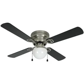 Satin Nickel 42" Hugger Ceiling Fan w/ Light Kit : 23-8199