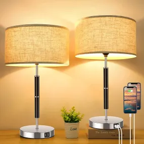 Set of 2, Dual USB Touch Dimmable Lamps, 23 Inch 3-Way