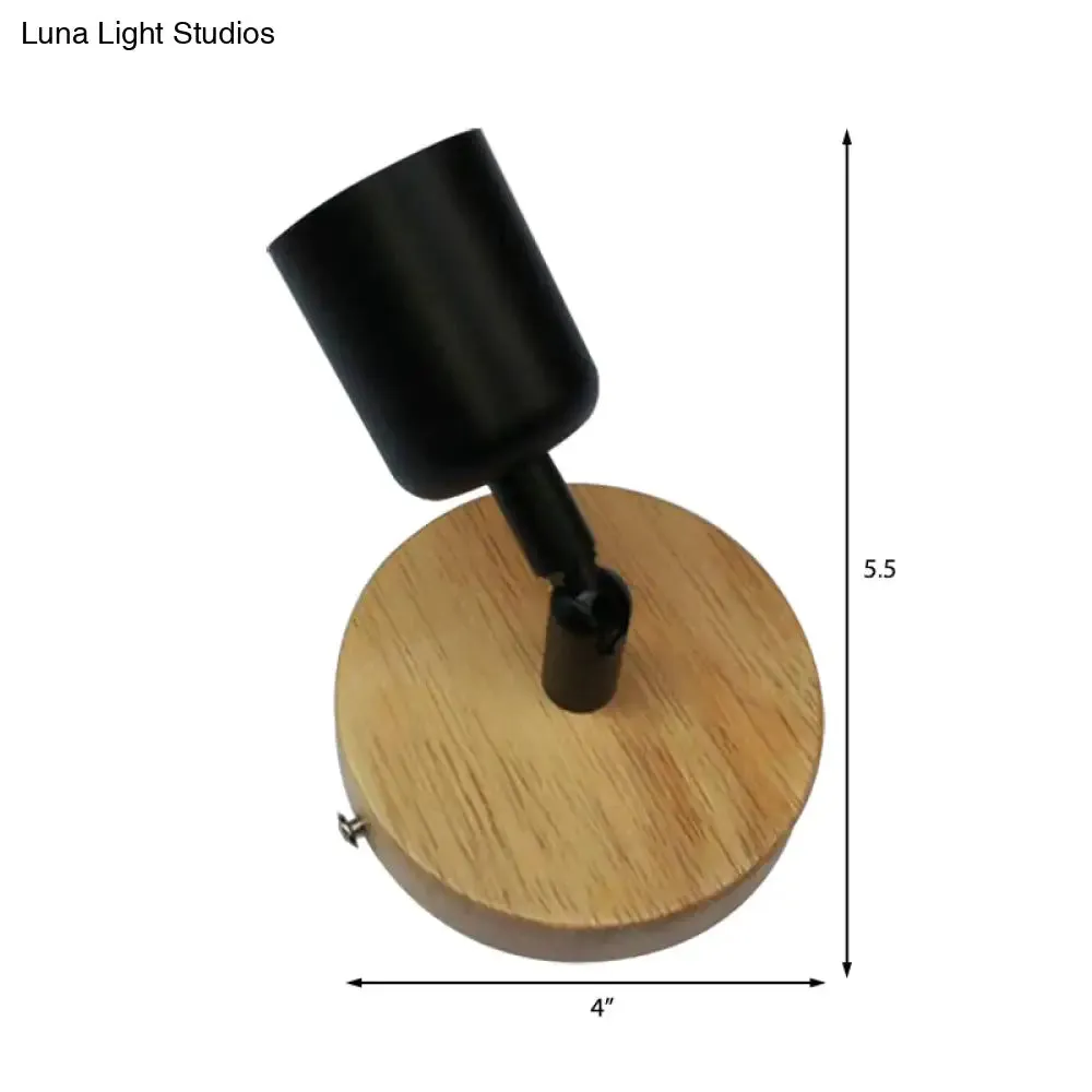 Sleek Cup-Shaped Mini Wall Lamp – Minimalist Wood & Metal Wall Fixture Light in Black