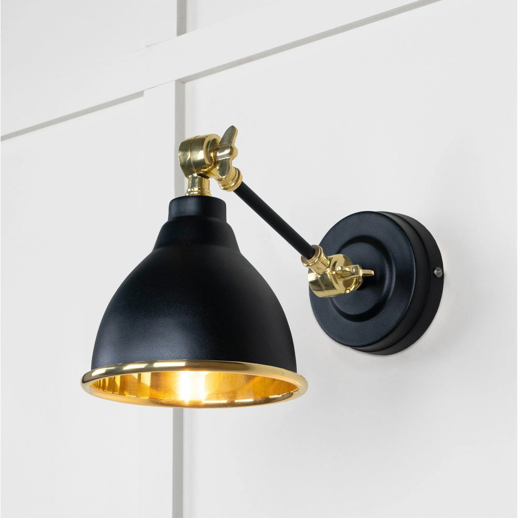 Smooth Brass Brindley Wall Light in Elan Black | From The Anvil