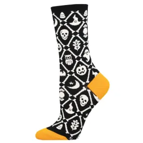 Spooky Icons (Black) Women's Crew Socks