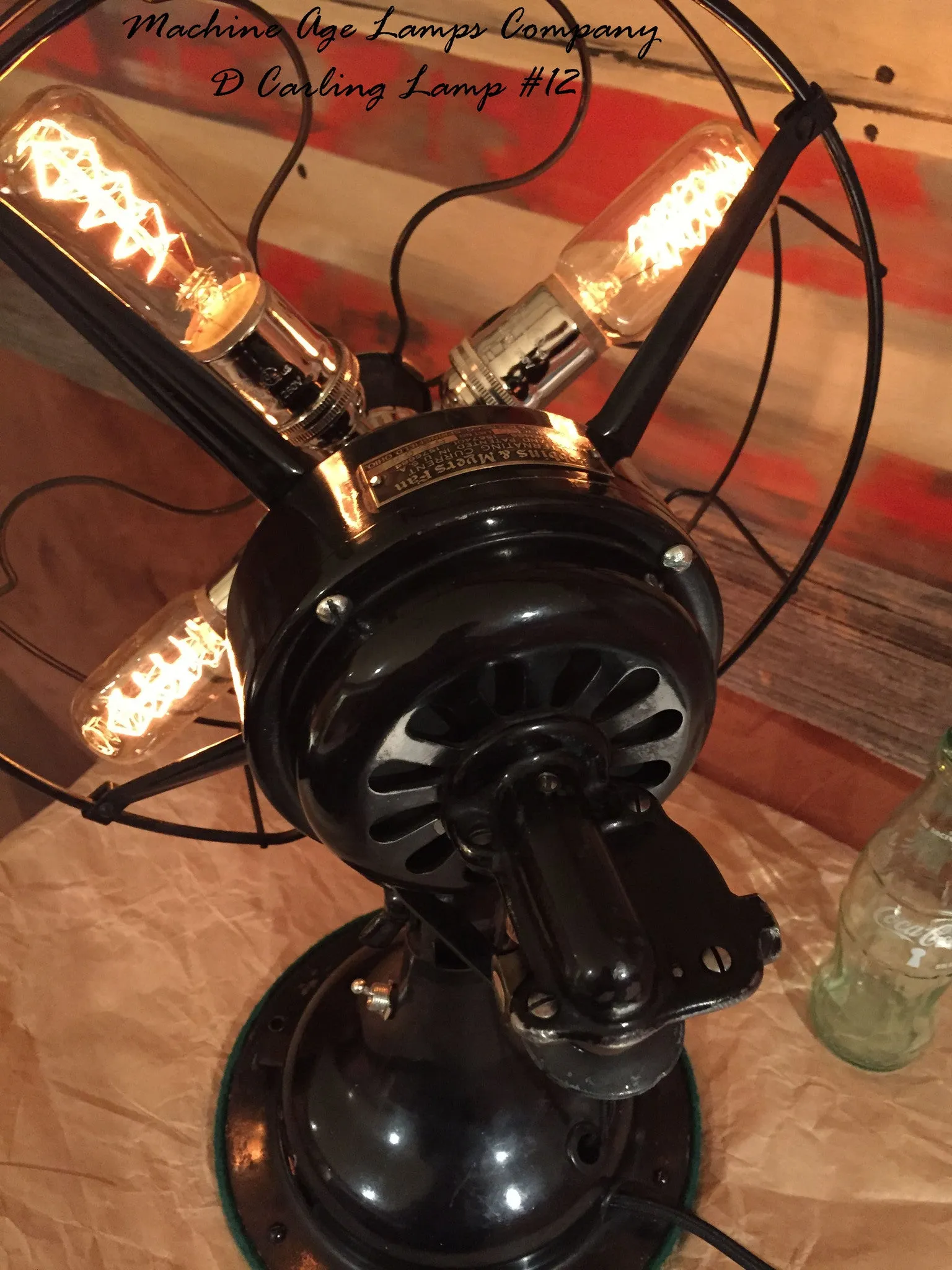 Steampunk, Antique Industrial Re-purposed Robbins & Myers Fan Lamp  # DC12