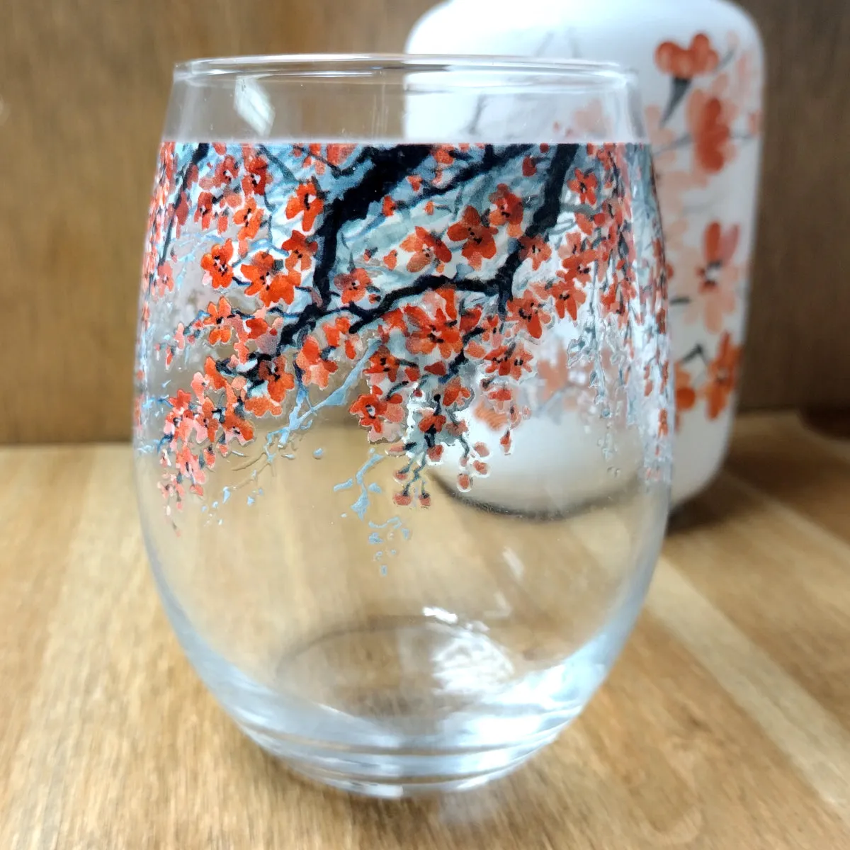 Stemless Cherry Blossom Wine Glass