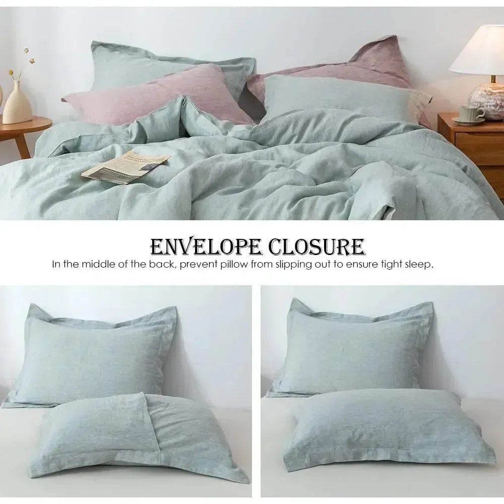 Stone Wash Duvet Cover Set 1 Duvet Cover 2 Pillows 100% Linen