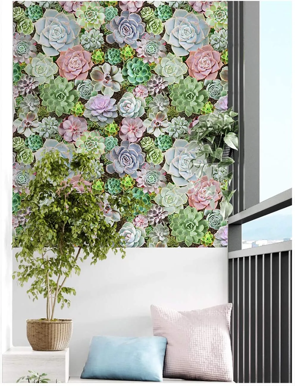 Succulent Floral Wallpaper Self Adhesive 17.7in x 9.8ft