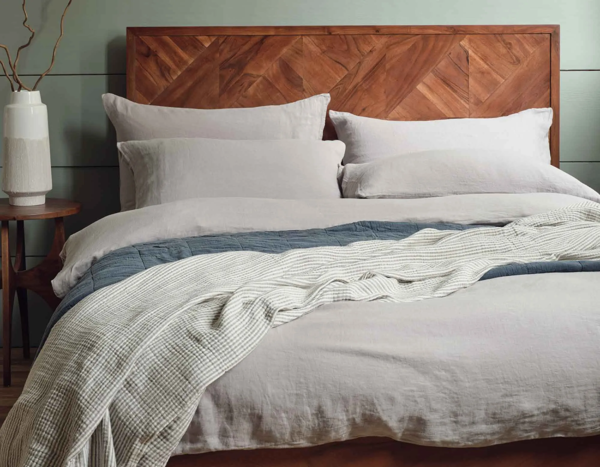 Super King Size Linen Bedding - Calm Grey