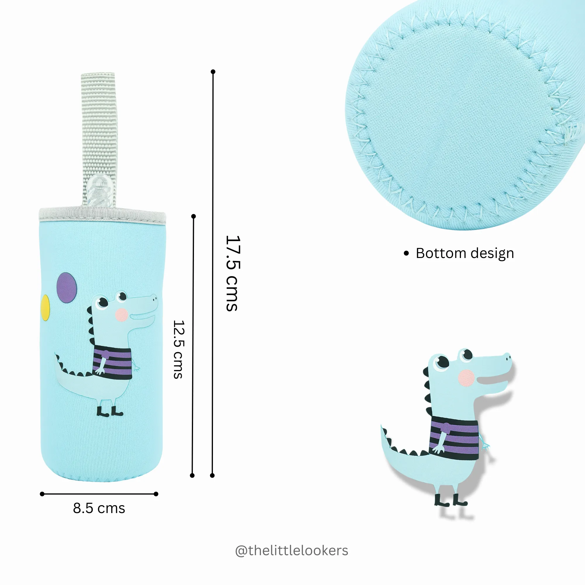 THE LITTLE LOOKERS Cute Animated Patterned Soft Stretchable Baby Feeding Bottle Cover with Easy to Hold Strap for 120ml, 150ml, 240ml