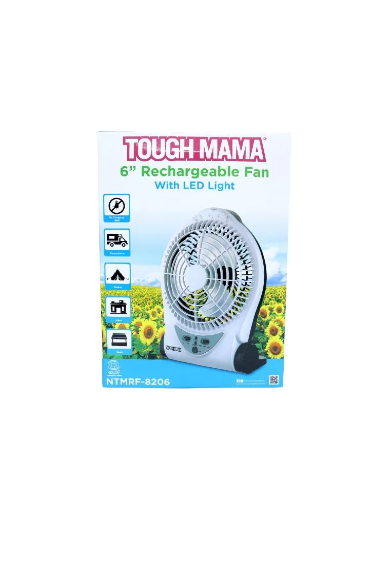 Tough Mama Rechargeable Fan 6" With LED Light