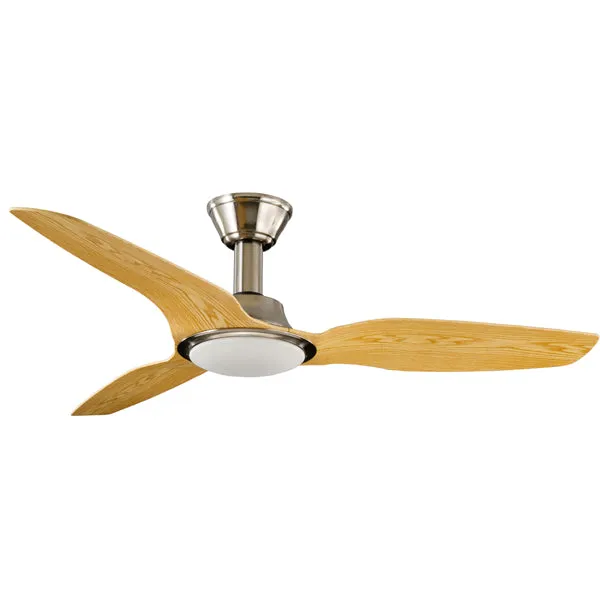 Trident DC Ceiling Fan High Airflow – LED Light Satin Nickel with Pine Blades 56″