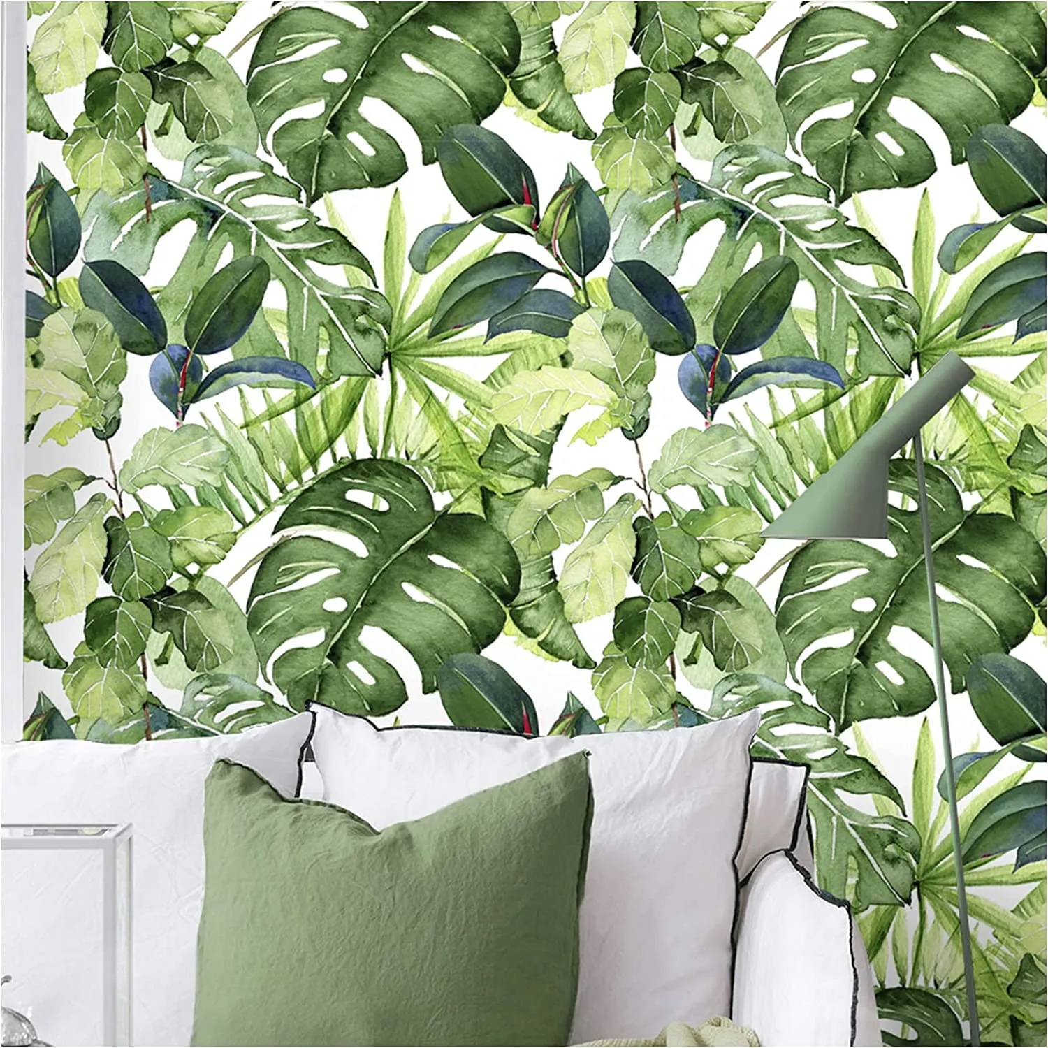 Tropical Wallpaper Peel and Stick Palm Leaves  17.7in x 118in