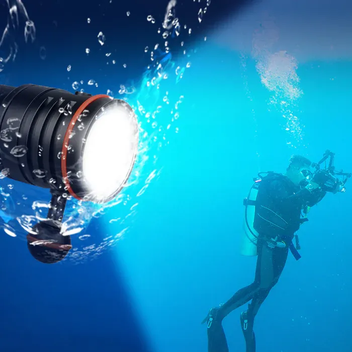 TrustFire DF50 Dive Light - 6500LM LED, USB Rechargeable, 70M Waterproof, Multi-Color Lights