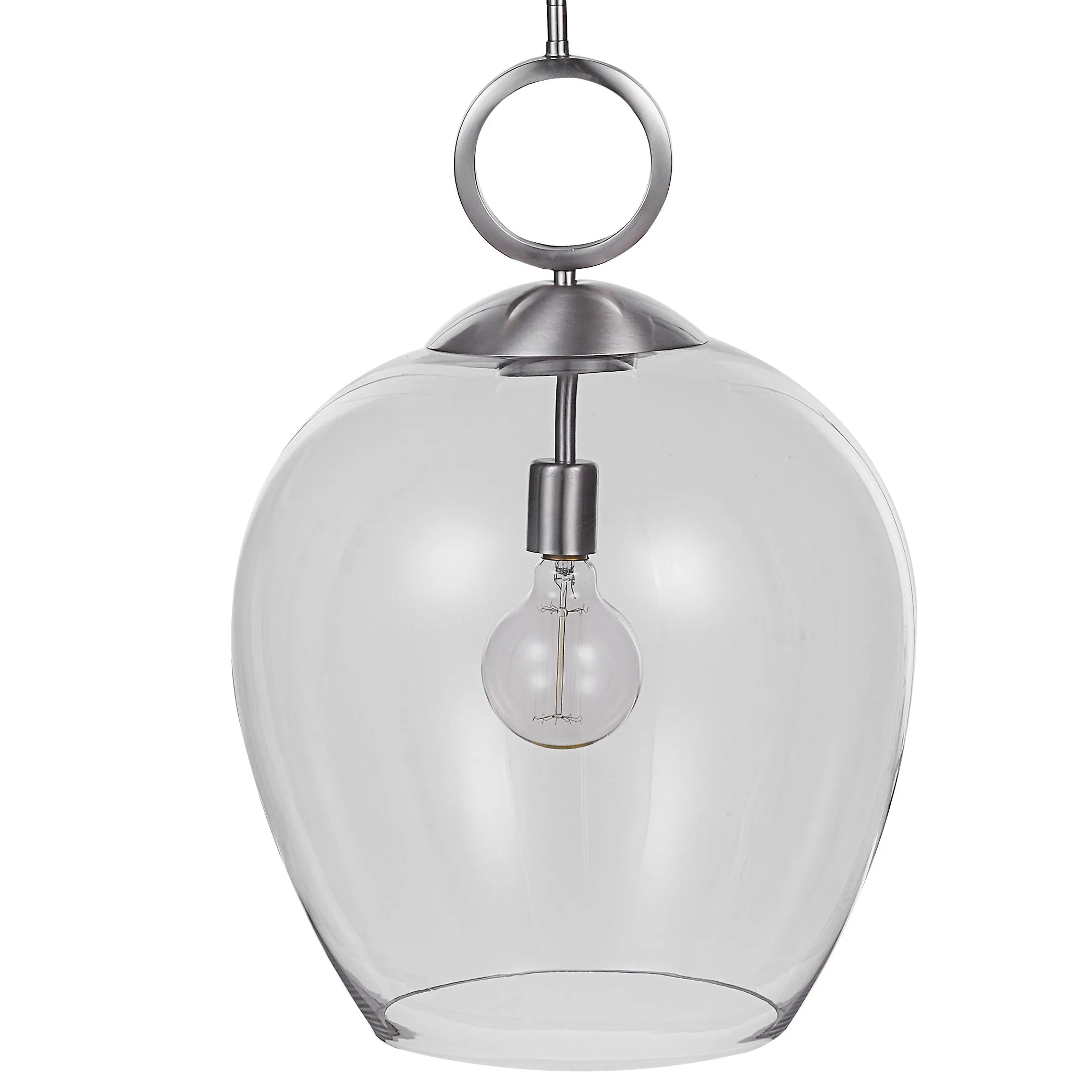 Uttermost Calix Nickel 1 Light Glass Pendant