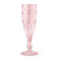 VINTAGE INSPIRED PRESSED GLASS FLUTE IN PINK