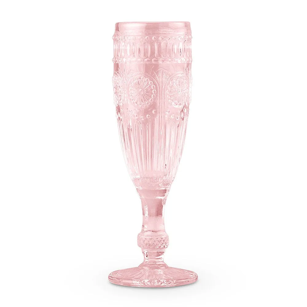 VINTAGE INSPIRED PRESSED GLASS FLUTE IN PINK