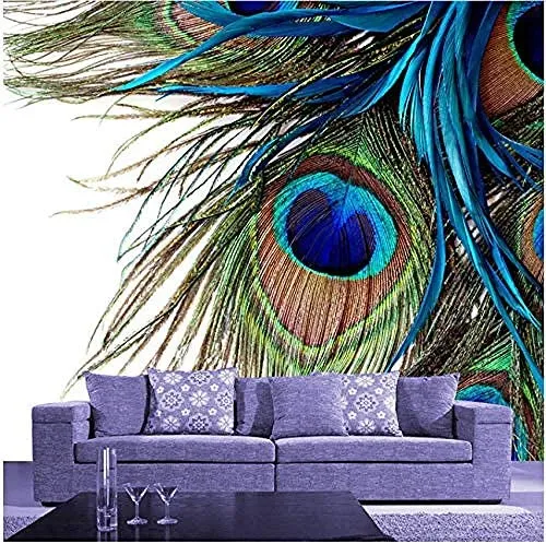 Waterproof Modern Custom 3D Wall Mural Colorful Peacock T-280X200Cm