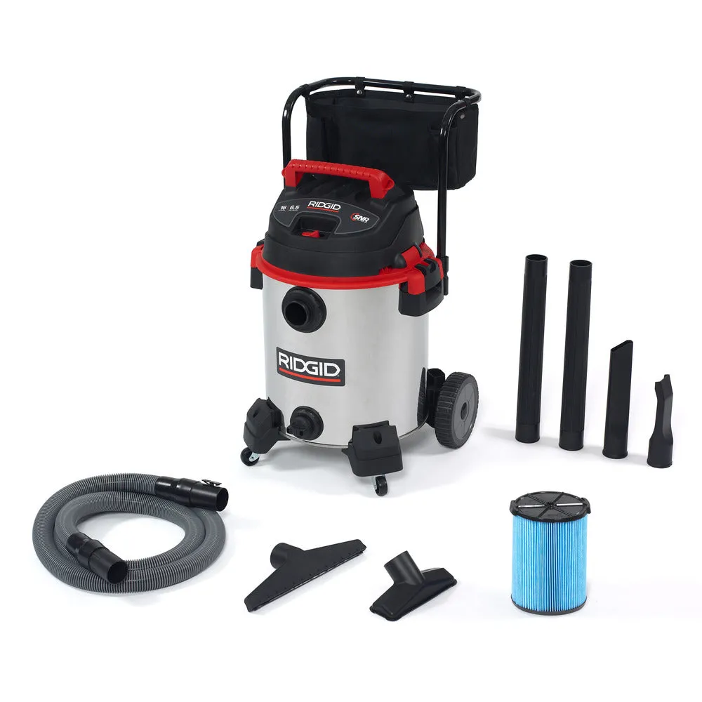 Wet/Dry Vacuum - Ridgid 1610RV 16 Gallon Stainless Steel with Cart 50353