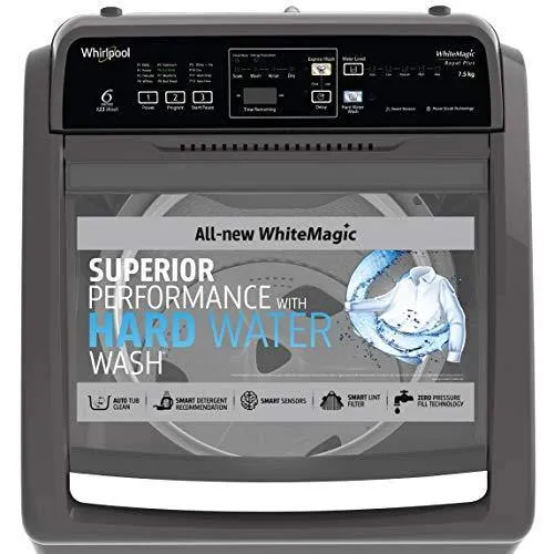 Whirlpool 7.5 Kg 5 Star Royal Plus Fully-Automatic Top Loading Washing Machine (WHITEMAGIC ROYAL PLUS 7.5, Grey, Hard Water Wash)