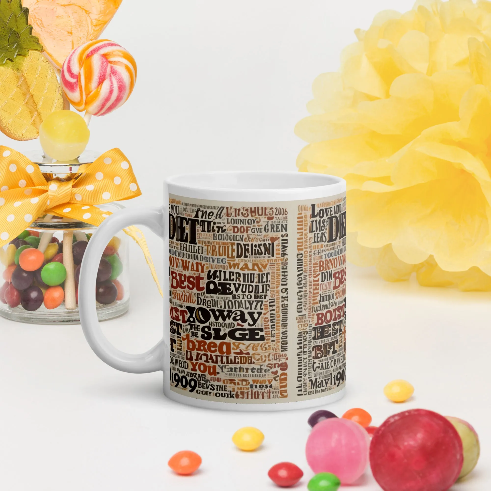 White glossy mug / Christmas gift / Mug cool text design