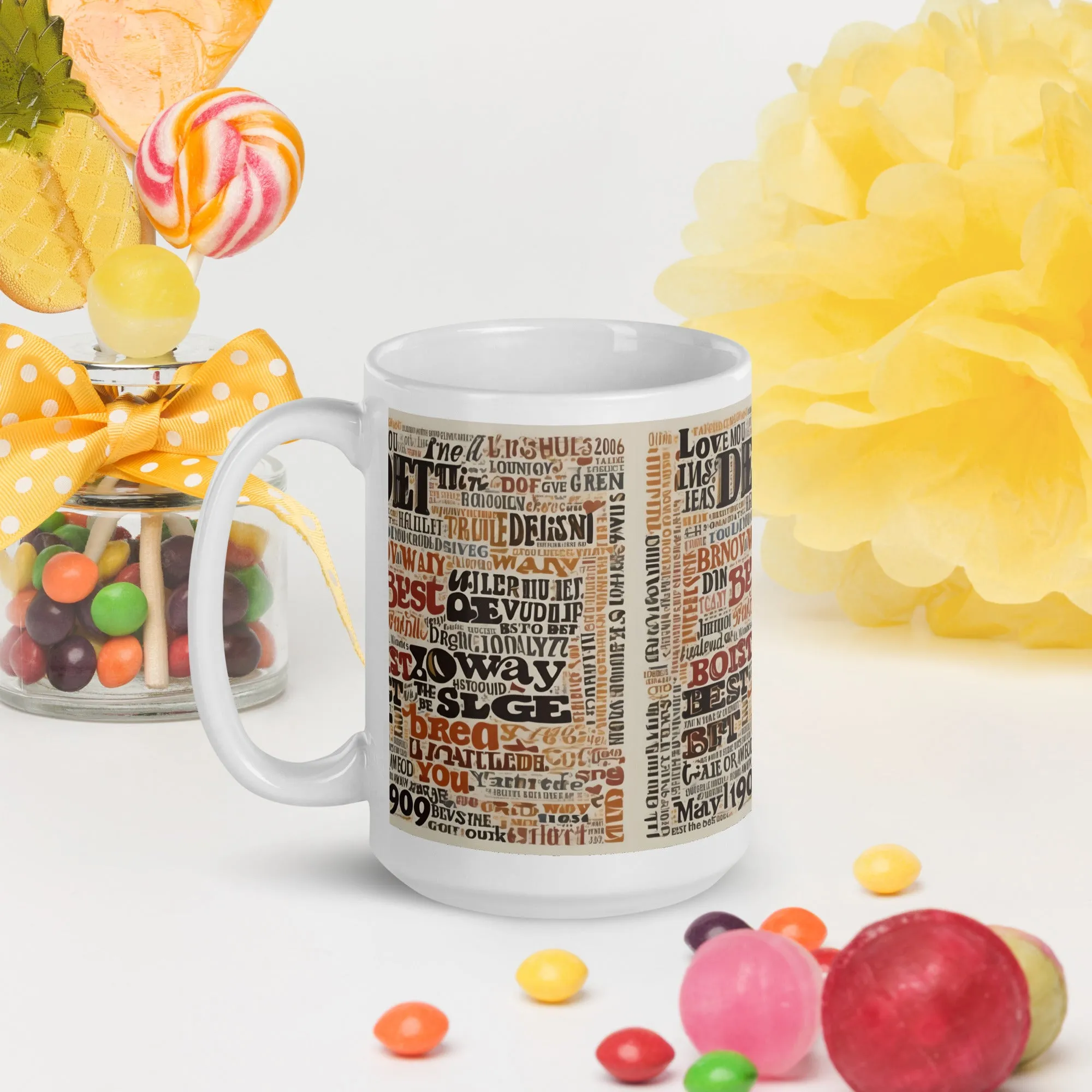 White glossy mug / Christmas gift / Mug cool text design