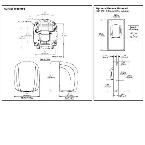 WORLD DRYER® J48-973 Airforce™ Hand Dryer - Brushed (Satin) Stainless Steel (50 Hz ONLY - NOT for use in North America)